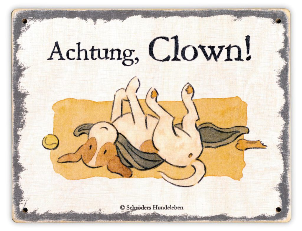 Hundeschild Achtung, Clown! shabby lustig witzig wetterfest