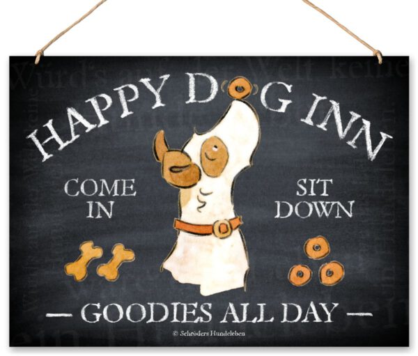 Hundeschild Happy Dog Inn - Schild zum Aufhängen - Deko Hund Humor lustig witzig