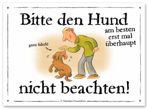 Lustiges Hundeschild Bitte den Hund nicht beachten!