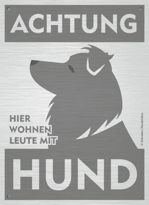 Hunde-Warnschild anthrazit/silber Motiv 2