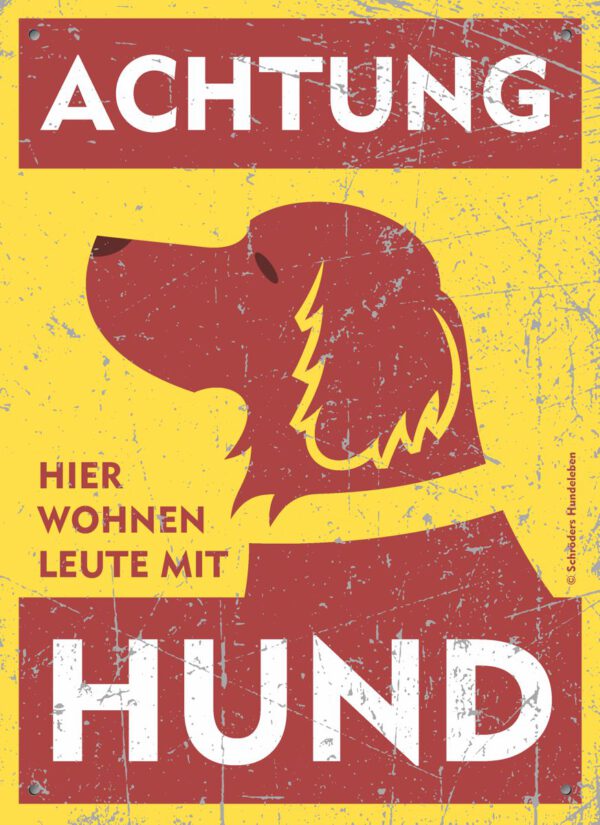 Hundewarnschild Golden Retriever Langhaar