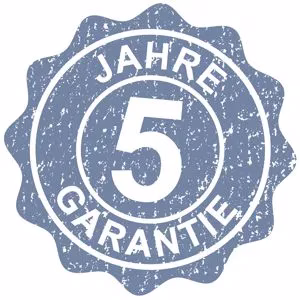 Siegel "5 Jahre Garantie" auf das Hundewarnschild