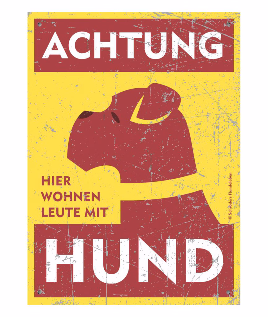 Warnschild für den Boxer in klassischem gelb-rotem Design