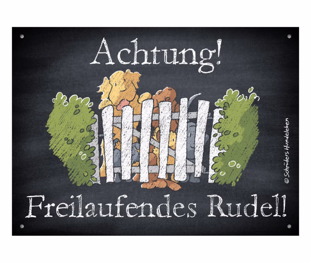 Freilaufende Hunde Schild Freilaufendes Rudel
