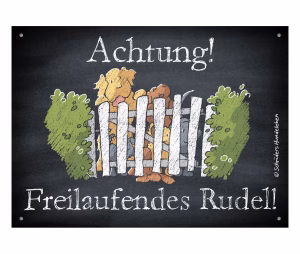 Freilaufende Hunde Schild Freilaufendes Rudel
