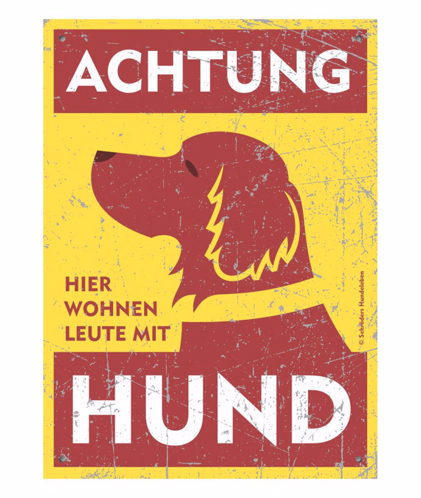 Warnschild für den Golden Retriever in klassischem gelb-rotem Design