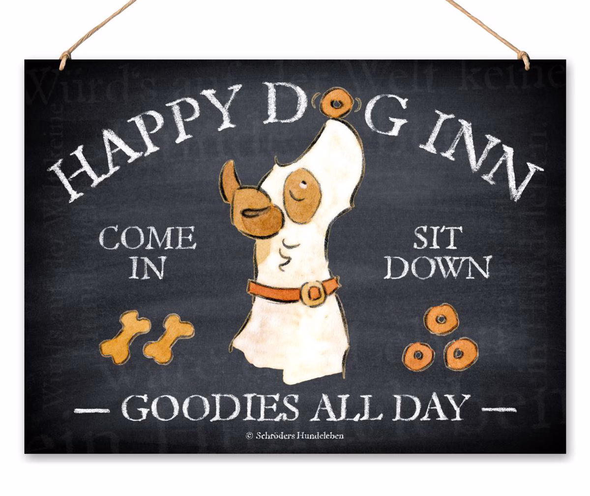 Hunde-Dekoschild Happy Dog Inn