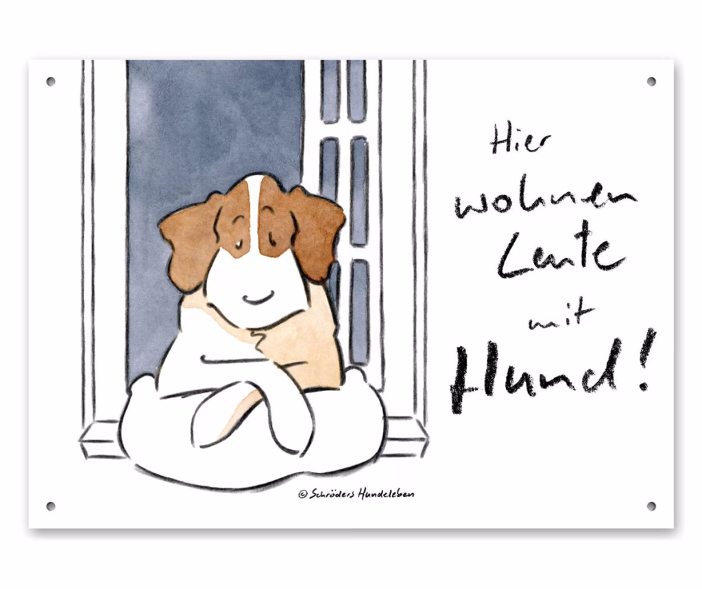 Lustiges Hundeschild Leute mit Hund II